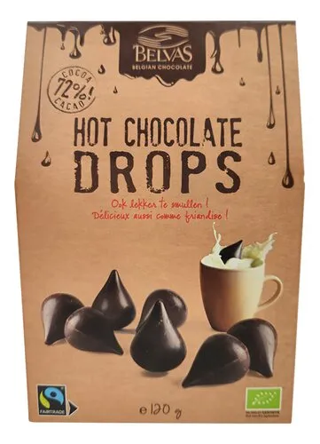 3251620 BELVAS Hot Chocolate Drops 72% Bio 120g (1pc) - Image 1