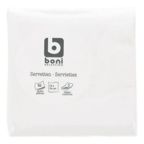 BONI Servet Wit 24cm 50st