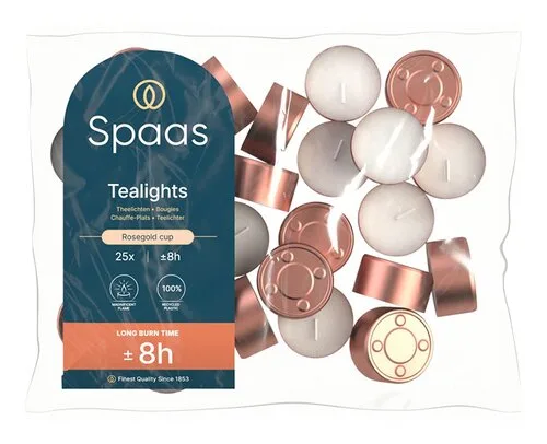SPAAS Theelichten rosé 8 uur 25st