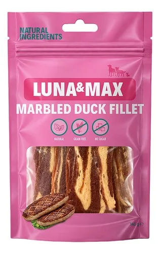 LUNA & MAX Snack hond Mar.Duck fil. 140g