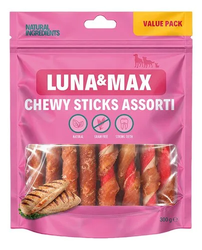 LUNA & MAX Val.Pack Chewy Sti. Ass. 300g